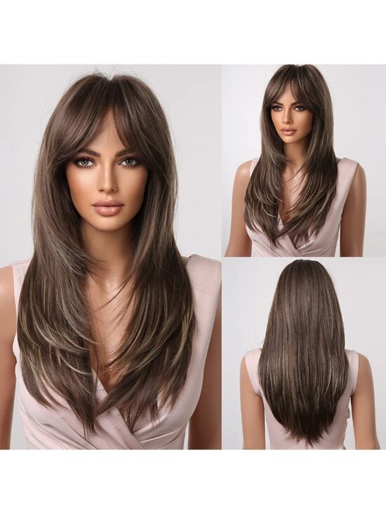 Women light brown Heat Resistant Long Curly Shoulder Length Synthetic Wigs main image 6